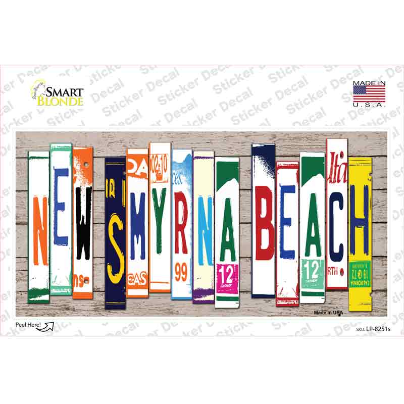 LP-8251s-M   Smyrna Beach Plate Art Novelty Sticker Decal, Medium