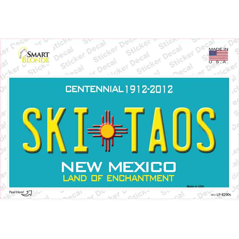 LP-8290s-M Ski Taos Teal   Mexico Novelty Sticker Decal, Medium