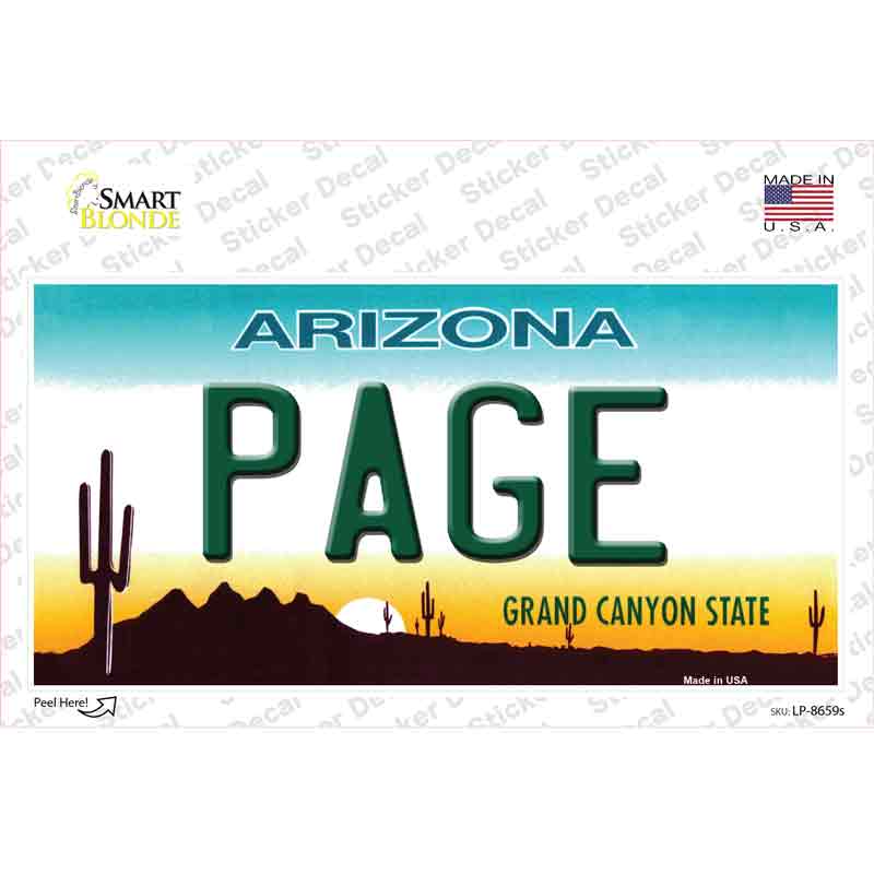 LP-8659s-M Page Arizona Novelty Sticker Decal, Medium