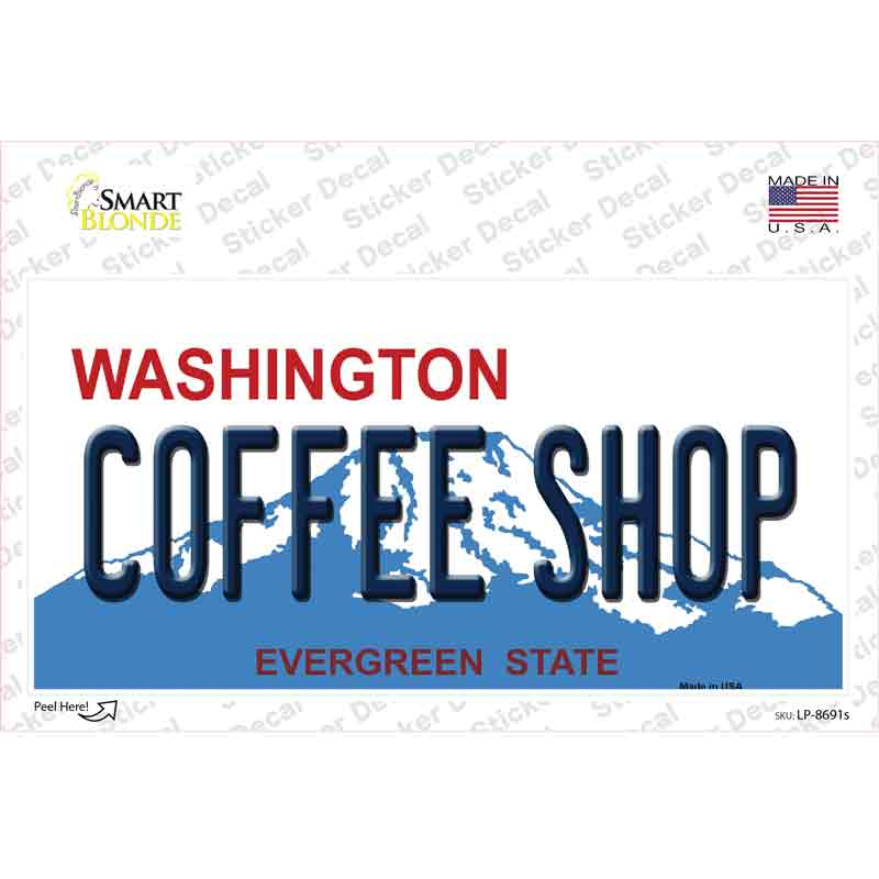 LP-8691s-M Coffee Shop Washington Novelty Sticker Decal, Medium