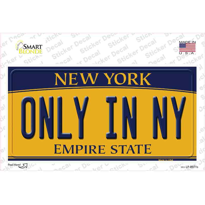 LP-8971s-M Only in NY   York Novelty Sticker Decal, Medium