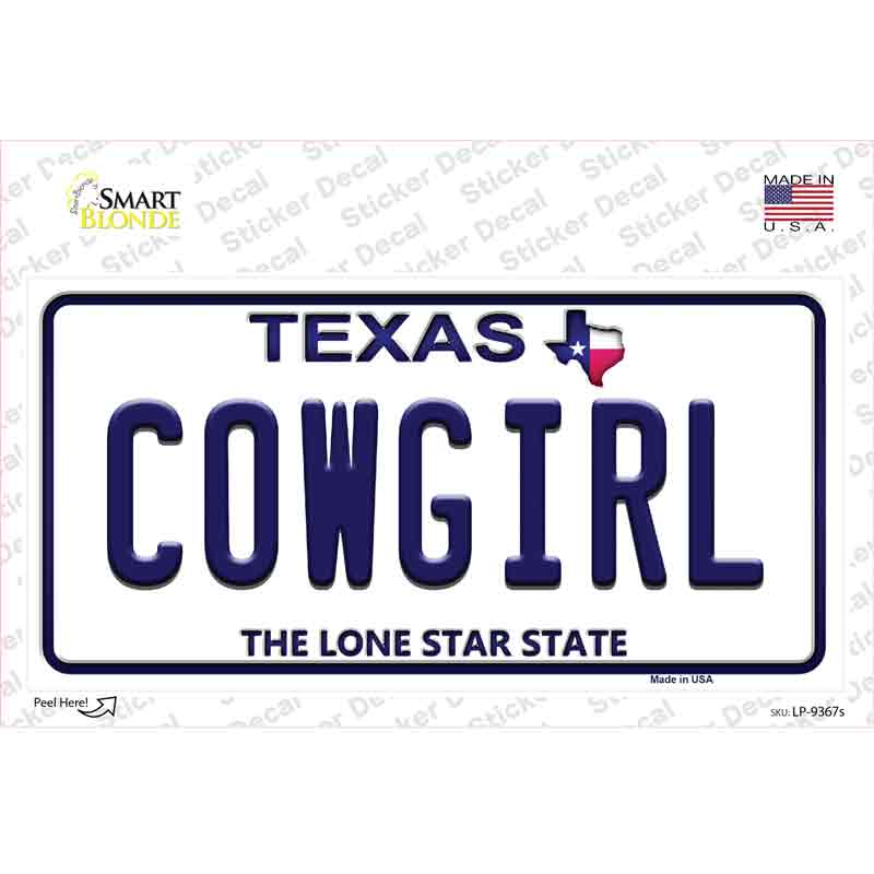 LP-9367s-M Cowgirl Texas Novelty Sticker Decal, Medium