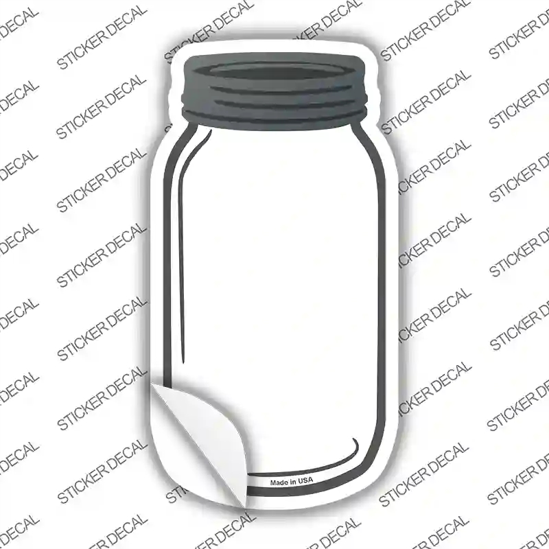 MJ-001s-S White Novelty Mason Jar Sticker Decal, Small