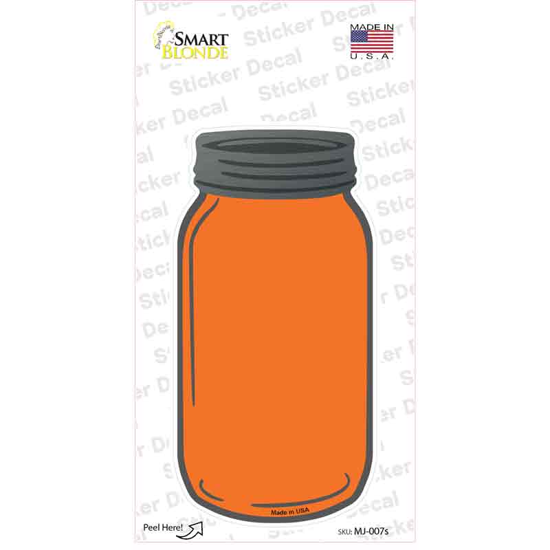 MJ-007s-M Orange Novelty Mason Jar Sticker Decal, Medium