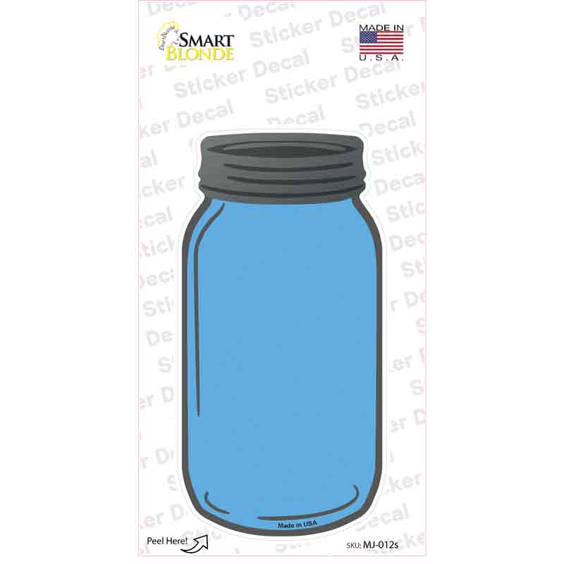 MJ-012s-M Light Blue Novelty Mason Jar Sticker Decal, Medium