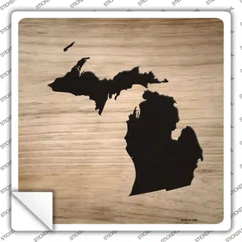 SQ-1074s-L Michigan Shape Letter Tile Novelty Square Sticker Decal, Large