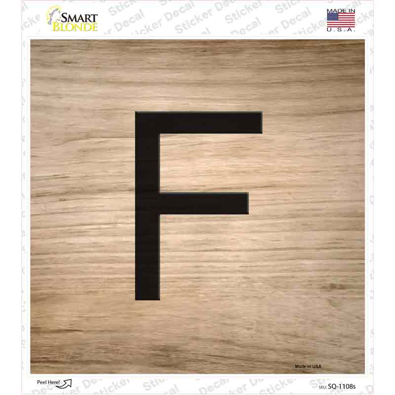 SQ-1108s-M F Letter Tile Novelty Square Sticker Decal, Medium