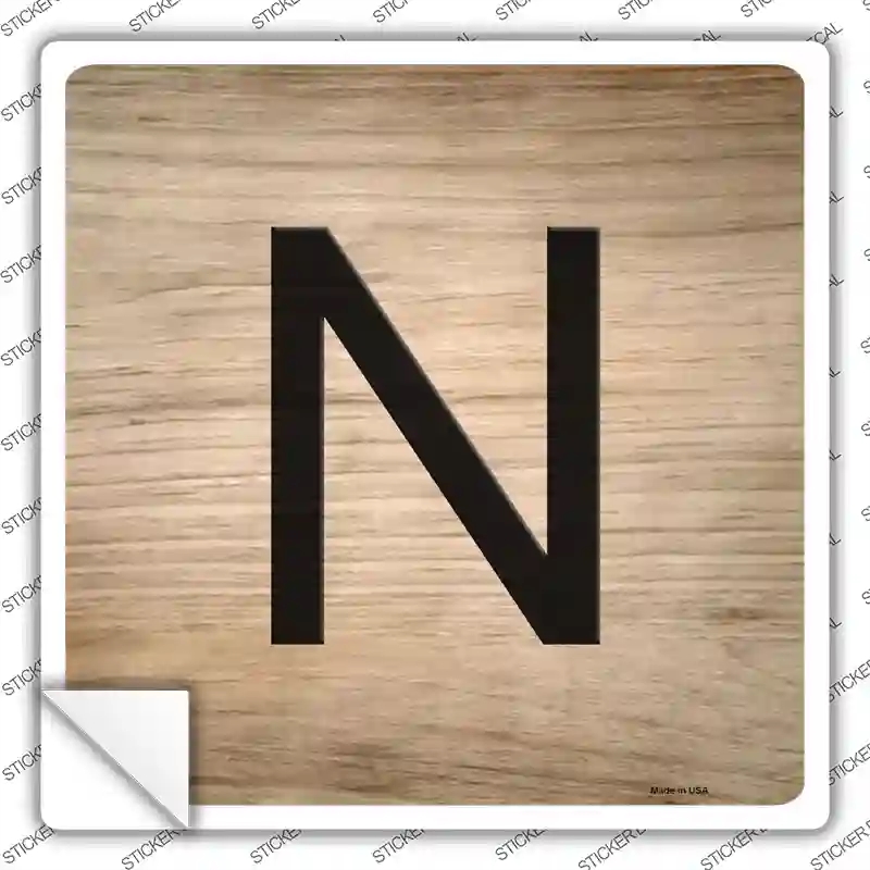 SQ-1116s-L N Letter Tile Novelty Square Sticker Decal, Large