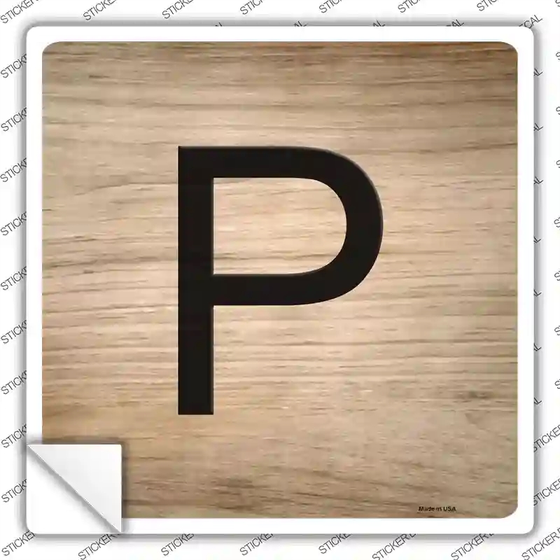 SQ-1118s-L P Letter Tile Novelty Square Sticker Decal, Large