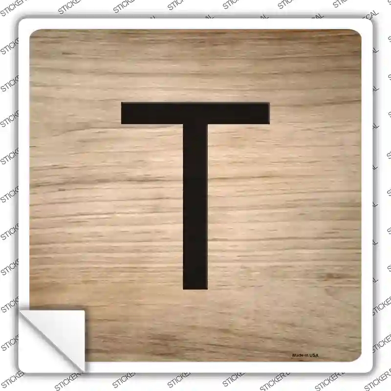 SQ-1122s-S T Letter Tile Novelty Square Sticker Decal, Small