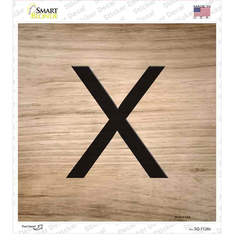 SQ-1126s-M X Letter Tile Novelty Square Sticker Decal, Medium