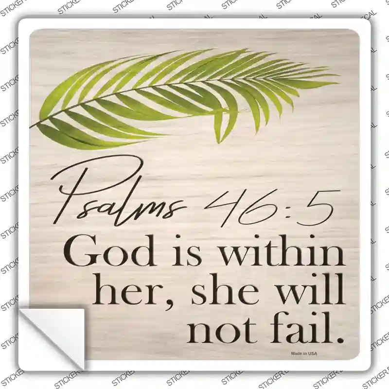 SQ-1193s-XL Psalms 46 5 Novelty Square Sticker Decal, Extra Large