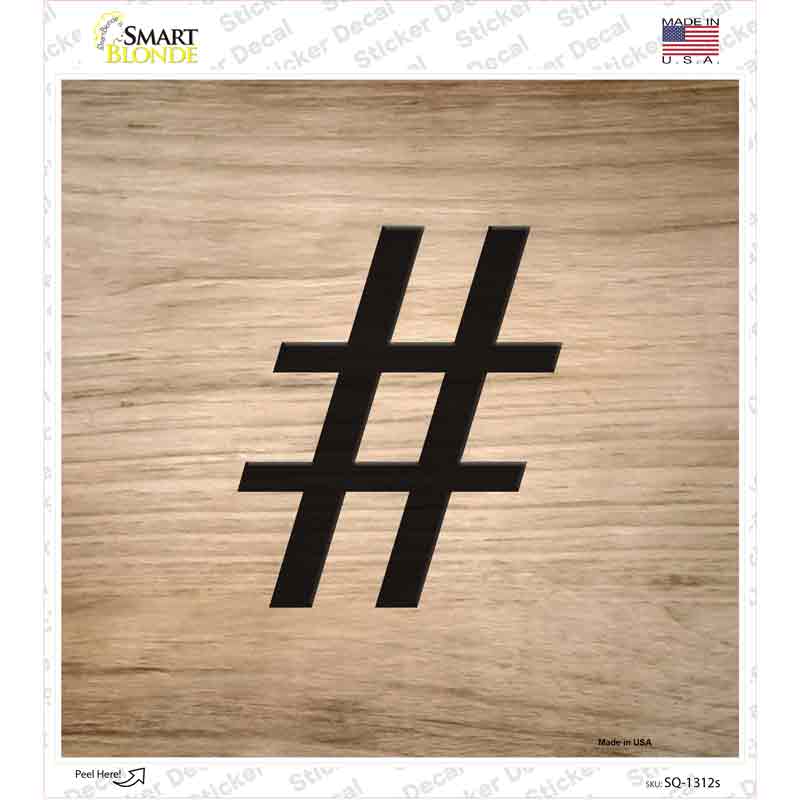SQ-1312s-M Hashtag Symbol Tiles Novelty Square Sticker Decal, Medium