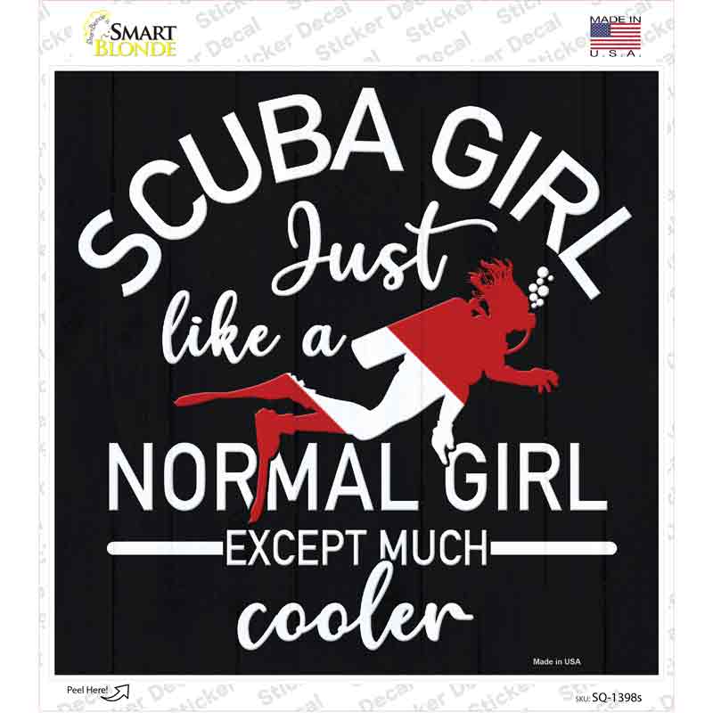 SQ-1398s-M Scuba Girl Novelty Square Sticker Decal, Medium