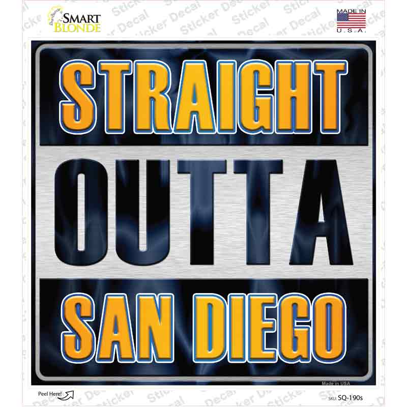 SQ-190s-M Straight Outta San Diego Novelty Square Sticker Decal, Medium
