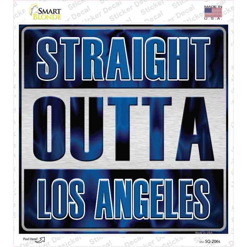 SQ-206s-M Straight Outta Los Angeles Blue Novelty Square Sticker Decal, Medium