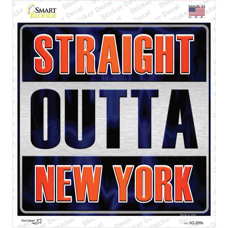 SQ-209s-M Straight Outta   York Orange Novelty Square Sticker Decal, Medium