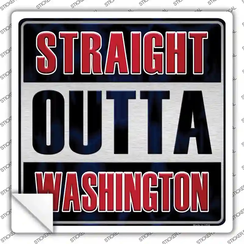 SQ-221s-XL Straight Outta Washington Red Novelty Square Sticker Decal, Extra Large