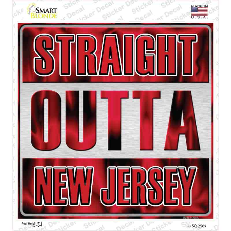 SQ-256s-M Straight Outta   Jersey Novelty Square Sticker Decal, Medium
