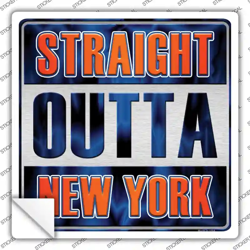 SQ-257s-S Straight Outta   York Outlined Novelty Square Sticker Decal, Small