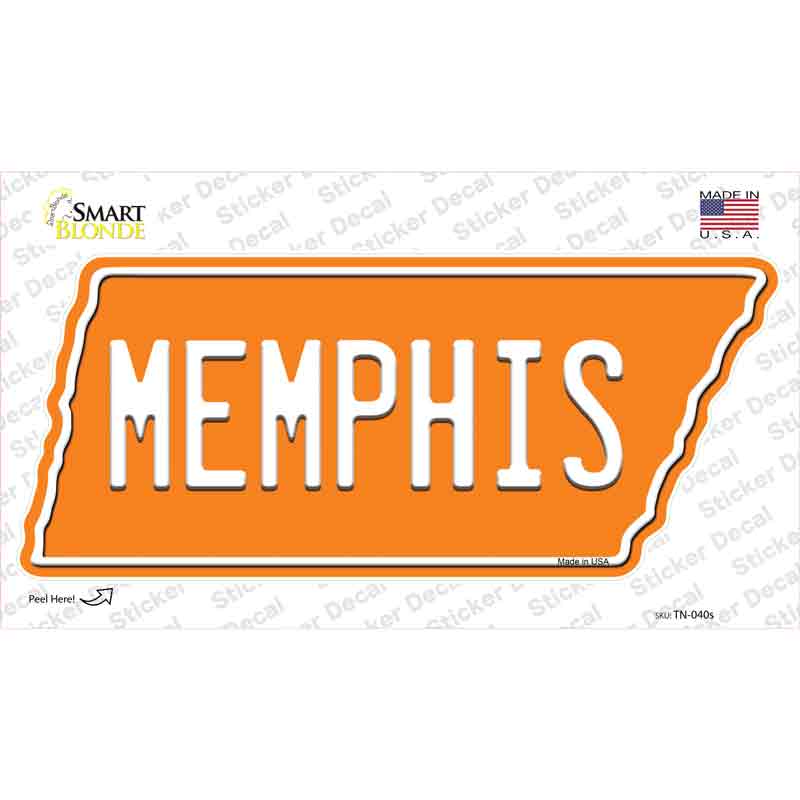TN-040s-M Memphis Novelty Tennessee Shape Sticker Decal, Medium