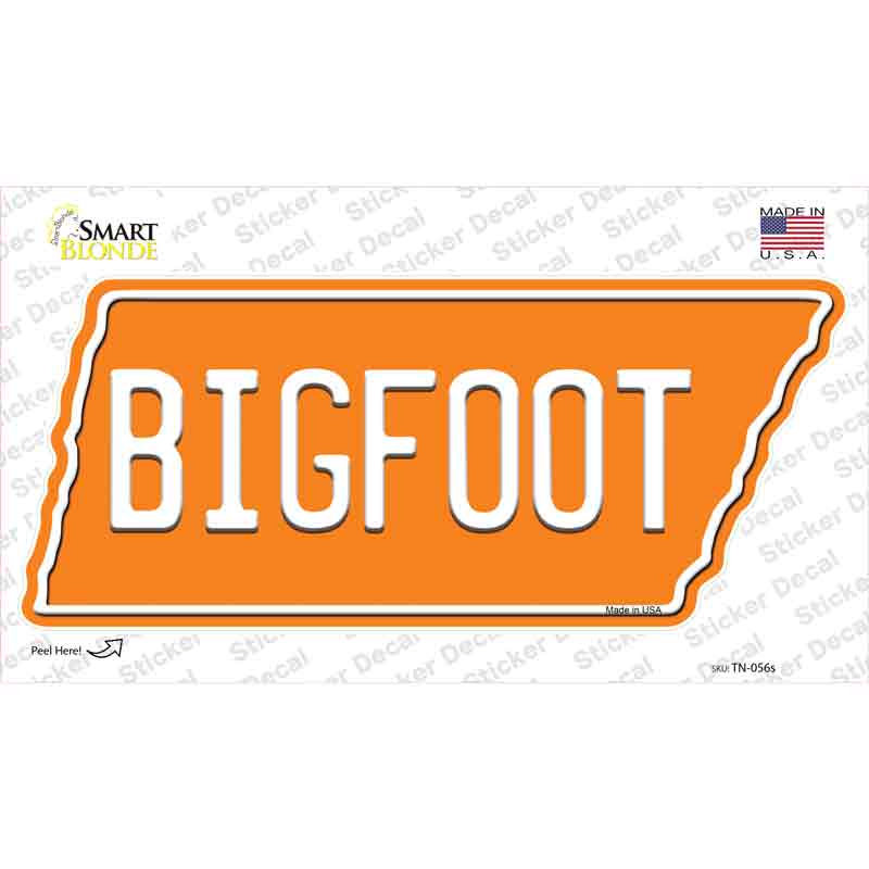 TN-056s-M Bigfoot Novelty Tennessee Shape Sticker Decal, Medium
