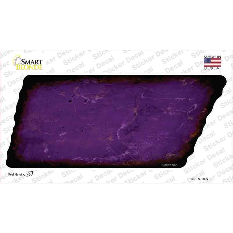 TN-109s-M Purple Solid Novelty Rusty Tennessee Shape Sticker Decal, Medium
