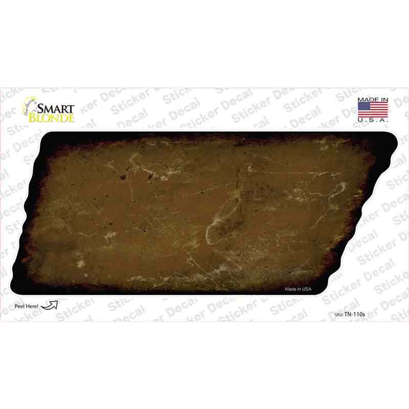 TN-110s-M Brown Solid Novelty Rusty Tennessee Shape Sticker Decal, Medium