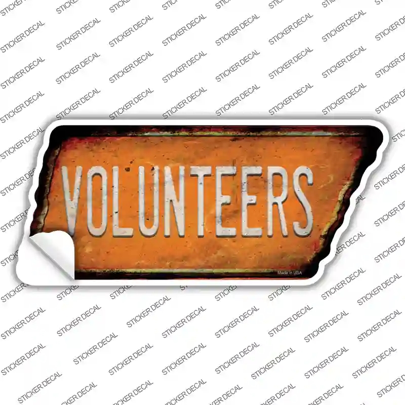 TN-117s-L Volunteers Novelty Rusty Tennessee Shape Sticker Decal, Large