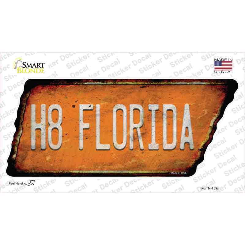 TN-159s-M H8 Florida Novelty Rusty Tennessee Shape Sticker Decal, Medium