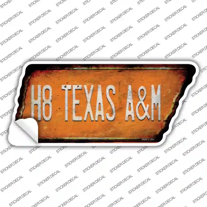 TN-170s-XL H8 Texas A&M Novelty Rusty Tennessee Shape Sticker Decal, Extra Large
