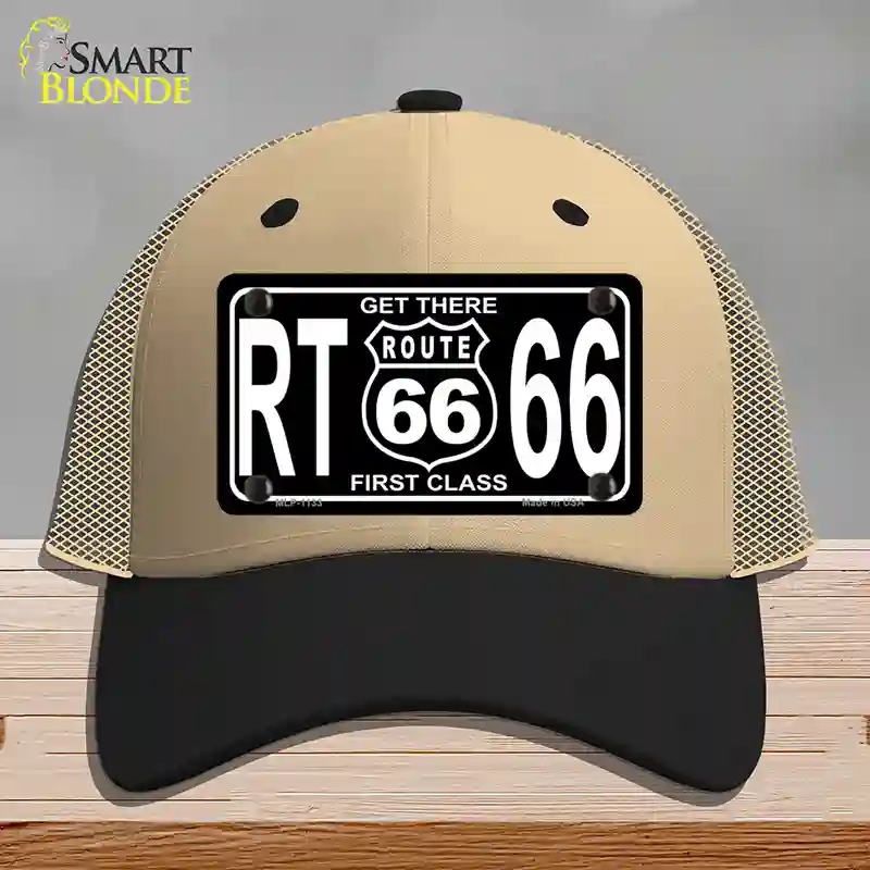 HAT02-MLP-1133 Get There 1st Class Novelty License Plate Hat, Mesh - Khaki & Black
