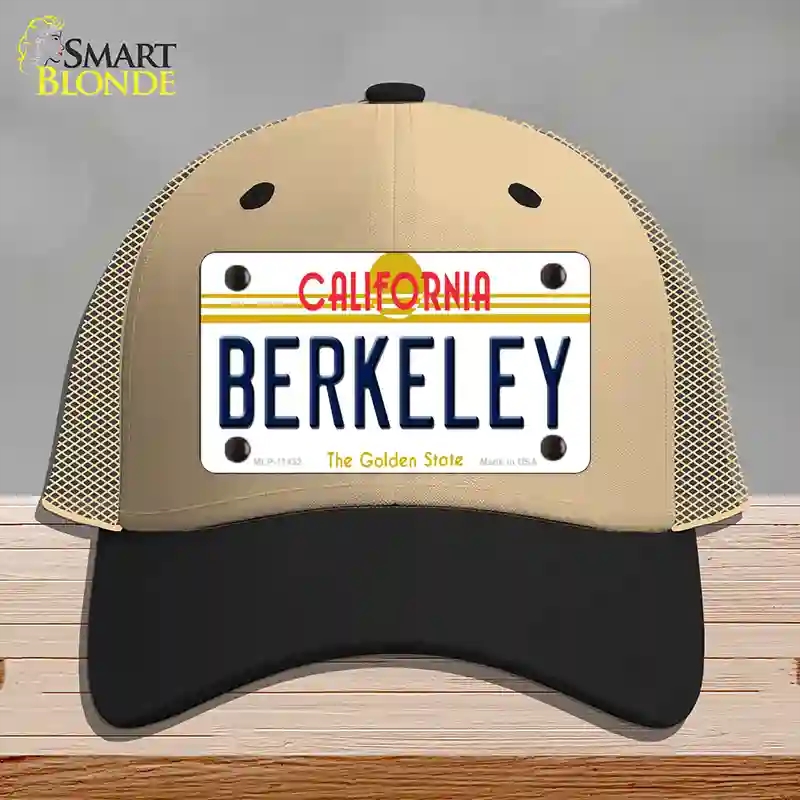 HAT02-MLP-11432 Berkeley California Novelty License Plate Hat, Mesh - Khaki & Black
