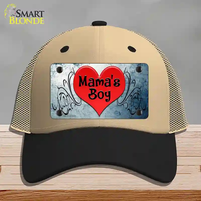 HAT02-MLP-11538 Mamas Boy Novelty License Plate Hat, Mesh - Khaki & Black