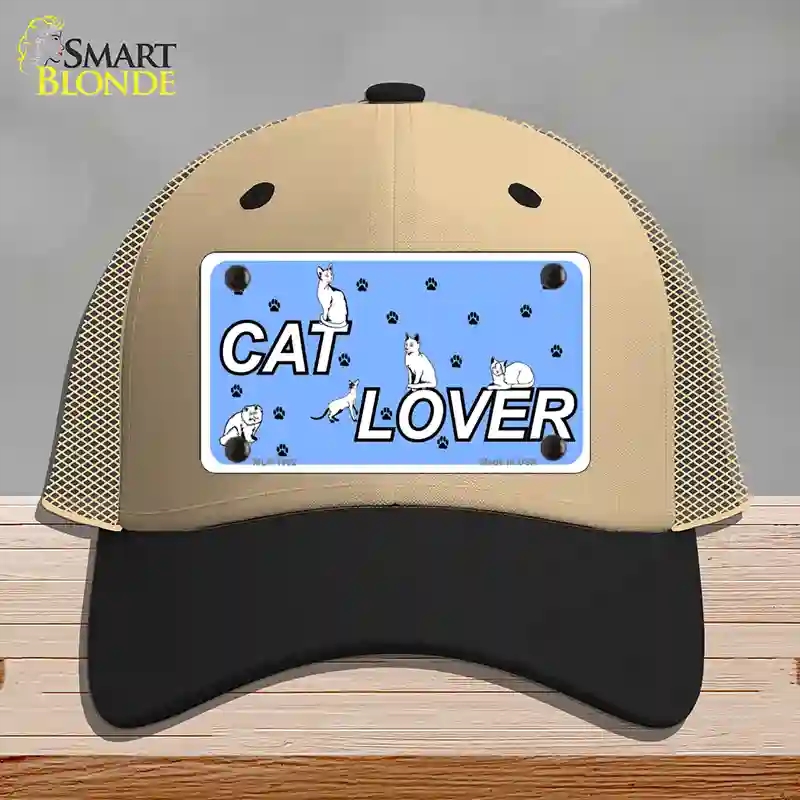 HAT02-MLP-1162 Cat Lover Novelty License Plate Hat, Mesh - Khaki & Black