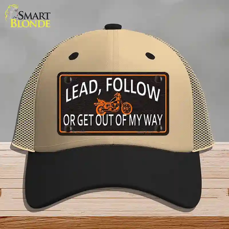 HAT02-MLP-11667 Lead Follow Novelty License Plate Hat, Mesh - Khaki & Black