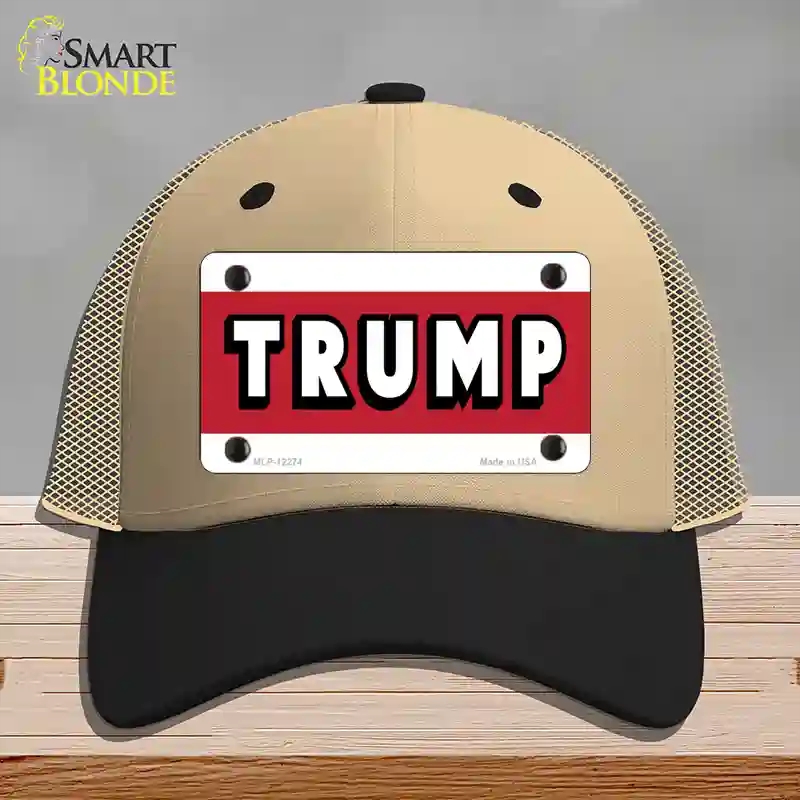 HAT02-MLP-12274 Trump Novelty License Plate Hat, Mesh - Khaki & Black