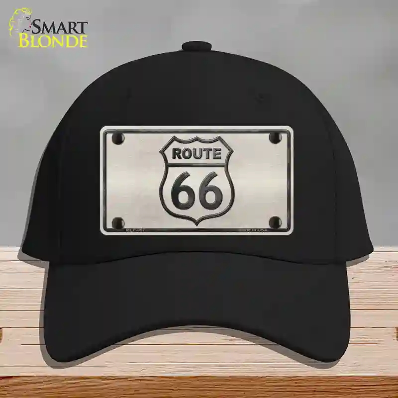 HAT03-MLP-097 Route 66 Shield White Novelty License Plate Hat, Cotton - Black