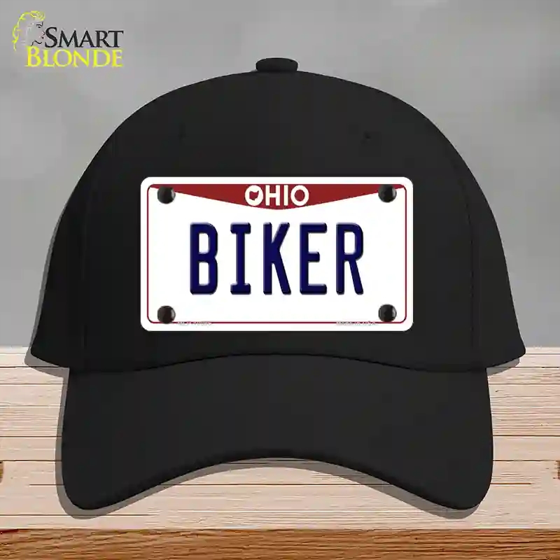 HAT03-MLP-10096 Biker Ohio Novelty License Plate Hat, Cotton - Black