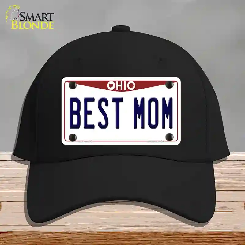 HAT03-MLP-10099 Best Mom Ohio Novelty License Plate Hat, Cotton - Black