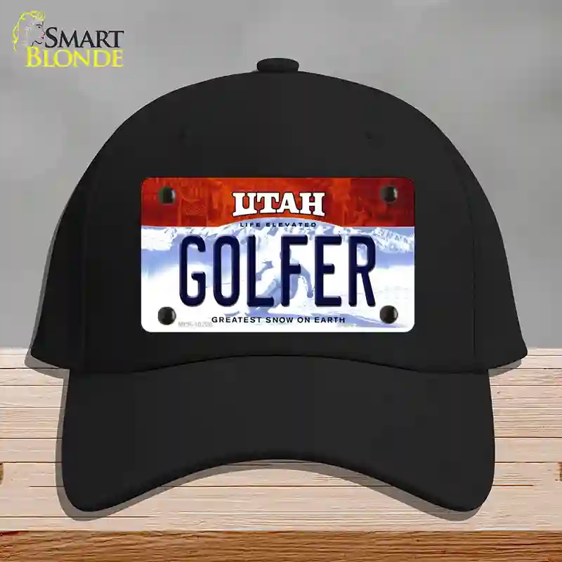 HAT03-MLP-10220 Golfer Utah Novelty License Plate Hat, Cotton - Black