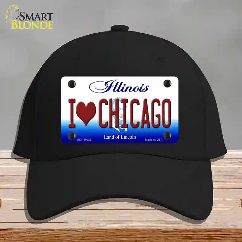 HAT03-MLP-10283 I Love Chicago Illinois Novelty License Plate Hat, Cotton - Black