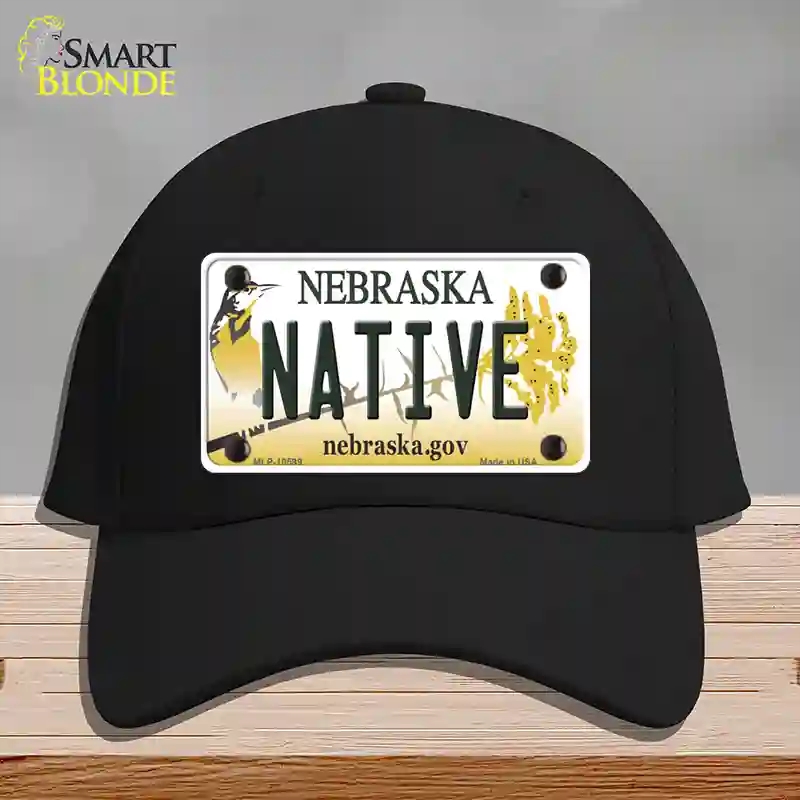 HAT03-MLP-10599 Native Nebraska Novelty License Plate Hat, Cotton - Black