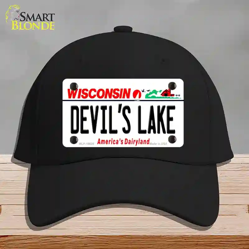 HAT03-MLP-10625 Devils Lake Wisconsin Novelty License Plate Hat, Cotton - Black