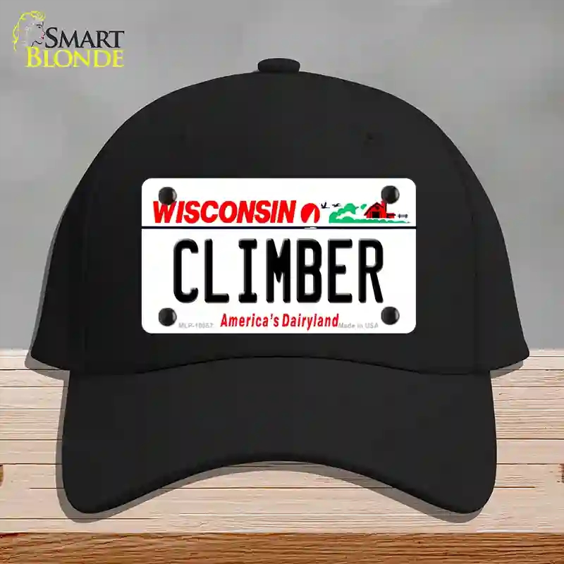 HAT03-MLP-10657 Climber Wisconsin Novelty License Plate Hat, Cotton - Black