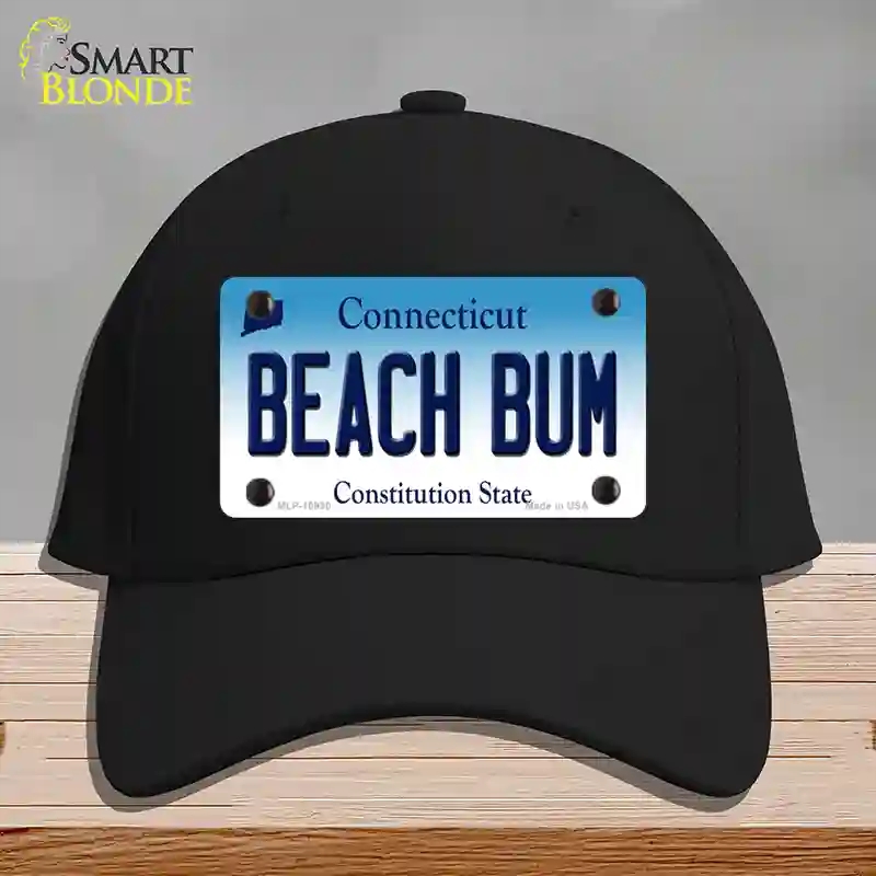 HAT03-MLP-10930 Beach Bum Connecticut Novelty License Plate Hat, Cotton - Black