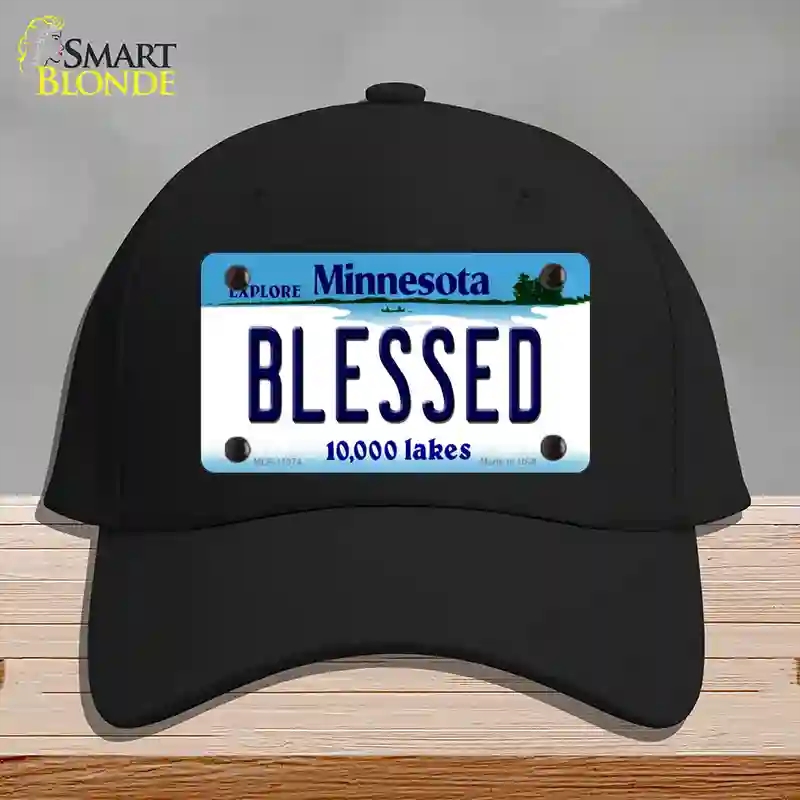 HAT03-MLP-11074 Blessed Minnesota State Novelty License Plate Hat, Cotton - Black