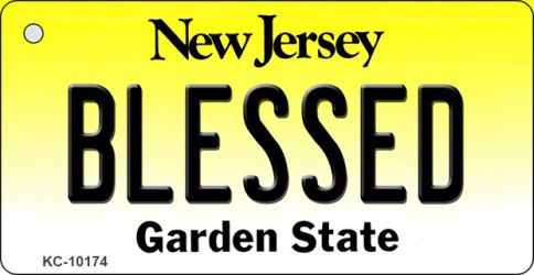 KC-10174 1.5 x 3 in. Blessed New Jersey State License Plate Key Chain