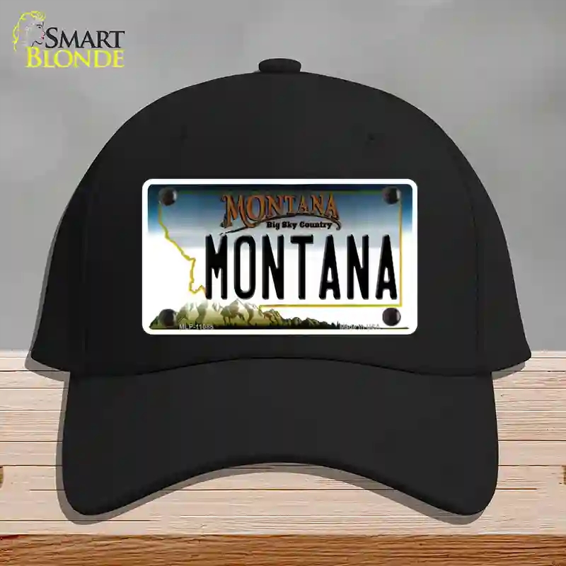 HAT03-MLP-11085 Montana State Novelty License Plate Hat, Cotton - Black