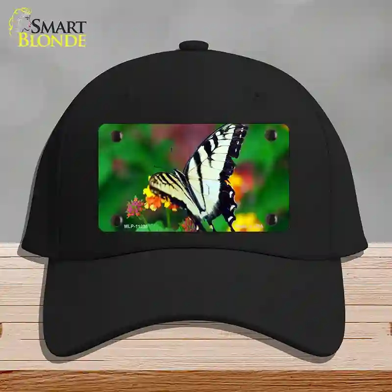 HAT03-MLP-11236 Butterfly Black & White Novelty License Plate Hat, Cotton - Black